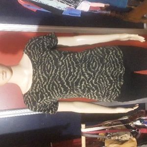 Trina Turk black & green animal print abstract top size S